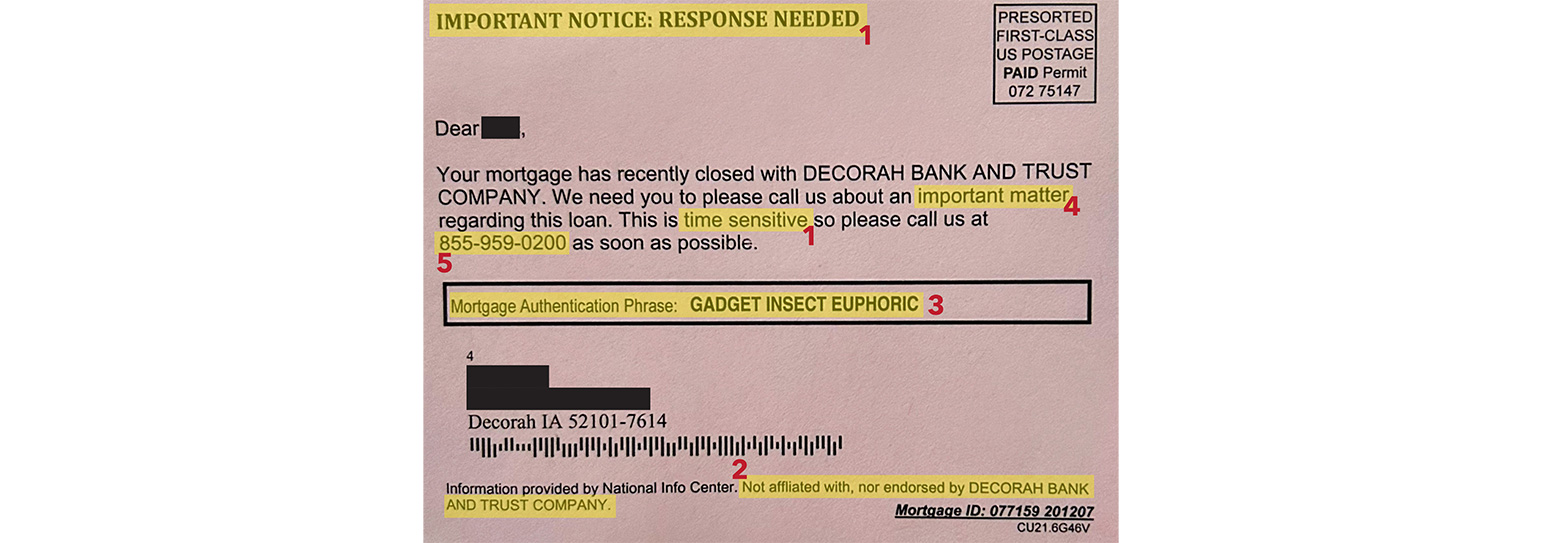 Mortgage Postcard Scam - Beware!