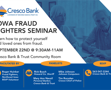 Cresco Bank & Trust to Host Iowa Fraud Fighters Event