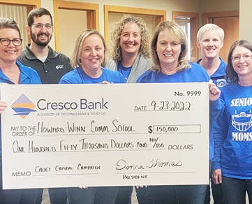 Cresco Bank & Trust Sponsors Cadet Capital Campaign with $150,000
